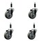 Service Caster 3.5'' Gray Poly Wheel Swivel 7/8'' Expanding Stem Caster Set, 4PK SCC-EX20S3514-PPUB-78-4 - alternate 1